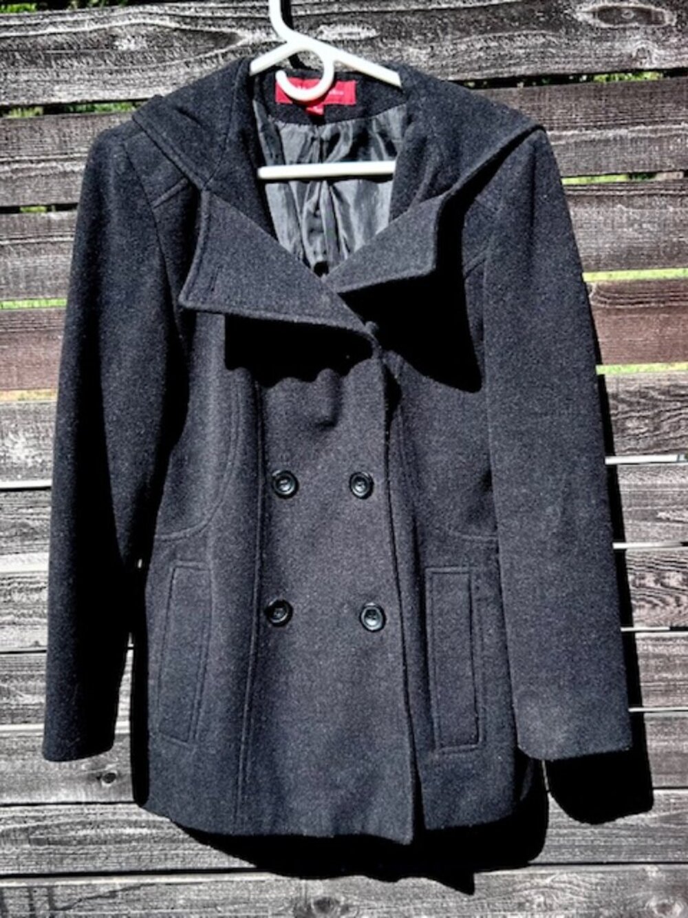 Black Women's Hooded Pea Coat